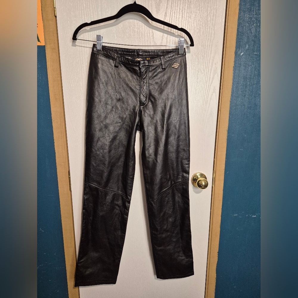 ☀️🌧Harley Davidson Motor  Pants Leather Front Spandex Back